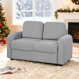 Gymax - 2-Seat Kids Sofa Toddler Sofa Couch w/ Soft Teddy Fleece Upholstery Grey - Gray