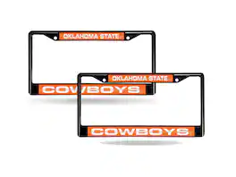 Rico Industries - Oklahoma State Cowboys Black Metal Laser License Plate Frame - Set of 2 Frames - Multi