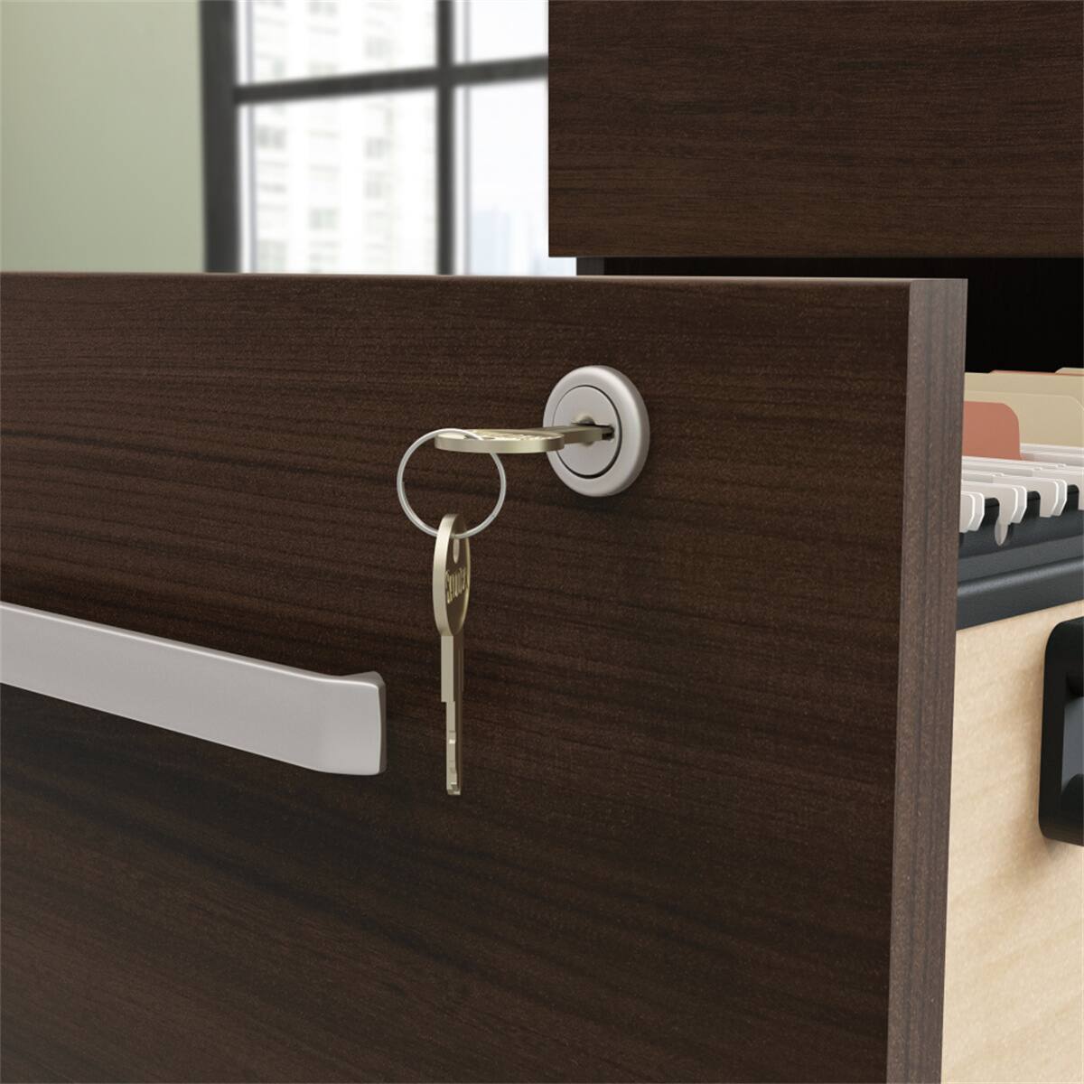Alt View 2. HTUTWOO - Mobile File Cabinet - 2-Drawer Locking Storage Cabinet with Full-Extension Slides, Engineered Wood Construction.