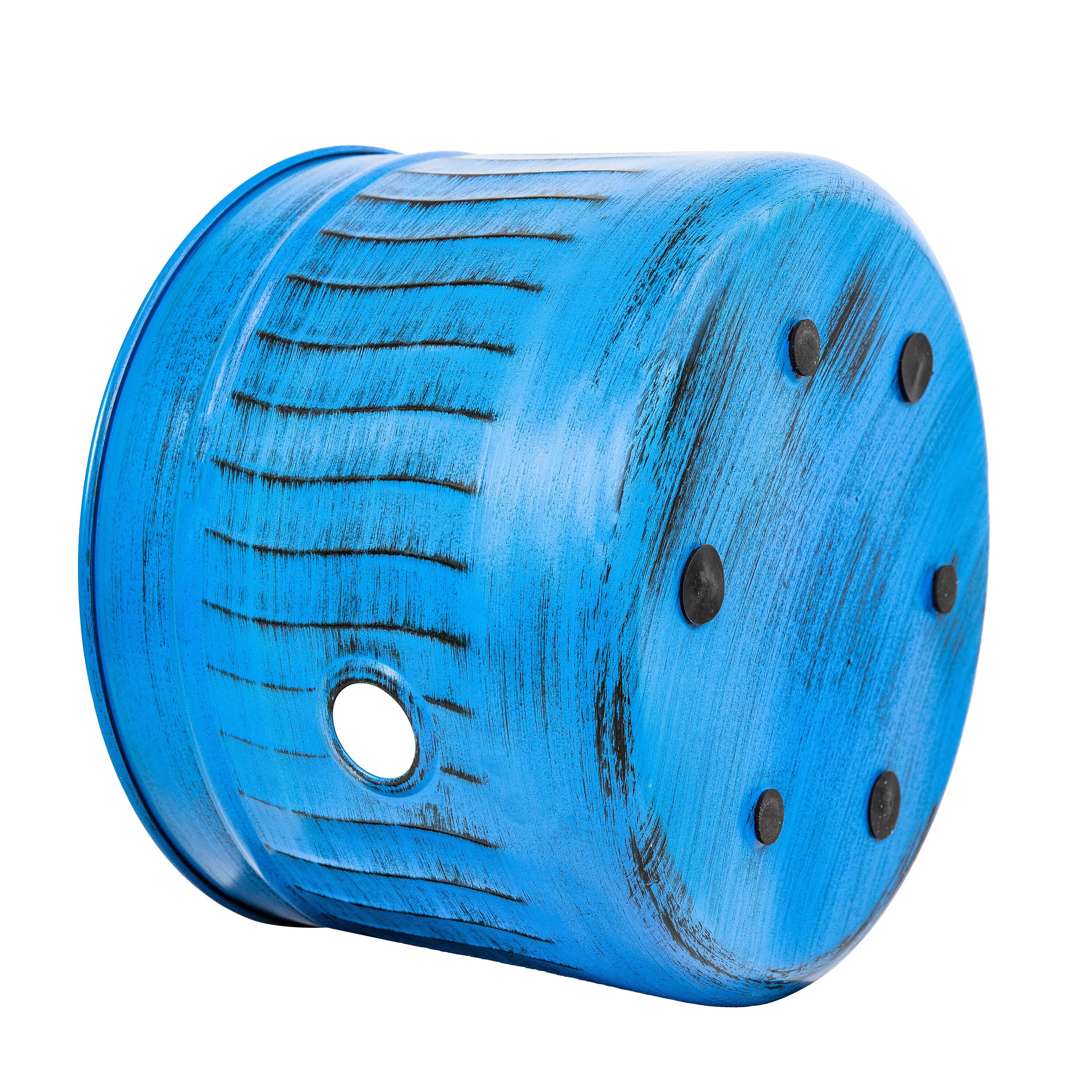 Alt View 10. Sunnydaze - Embossed Metal Garden Hose Holder - 100’ Hoses - Blue Patina.