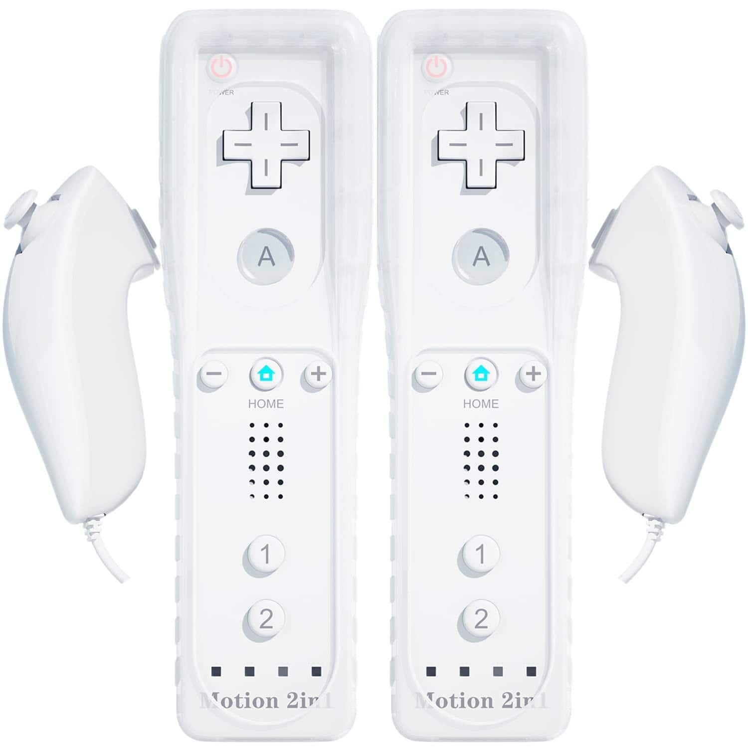 Dazzling Pops - remote controller with built motion and nunchuk wii u right for all games - 2whites