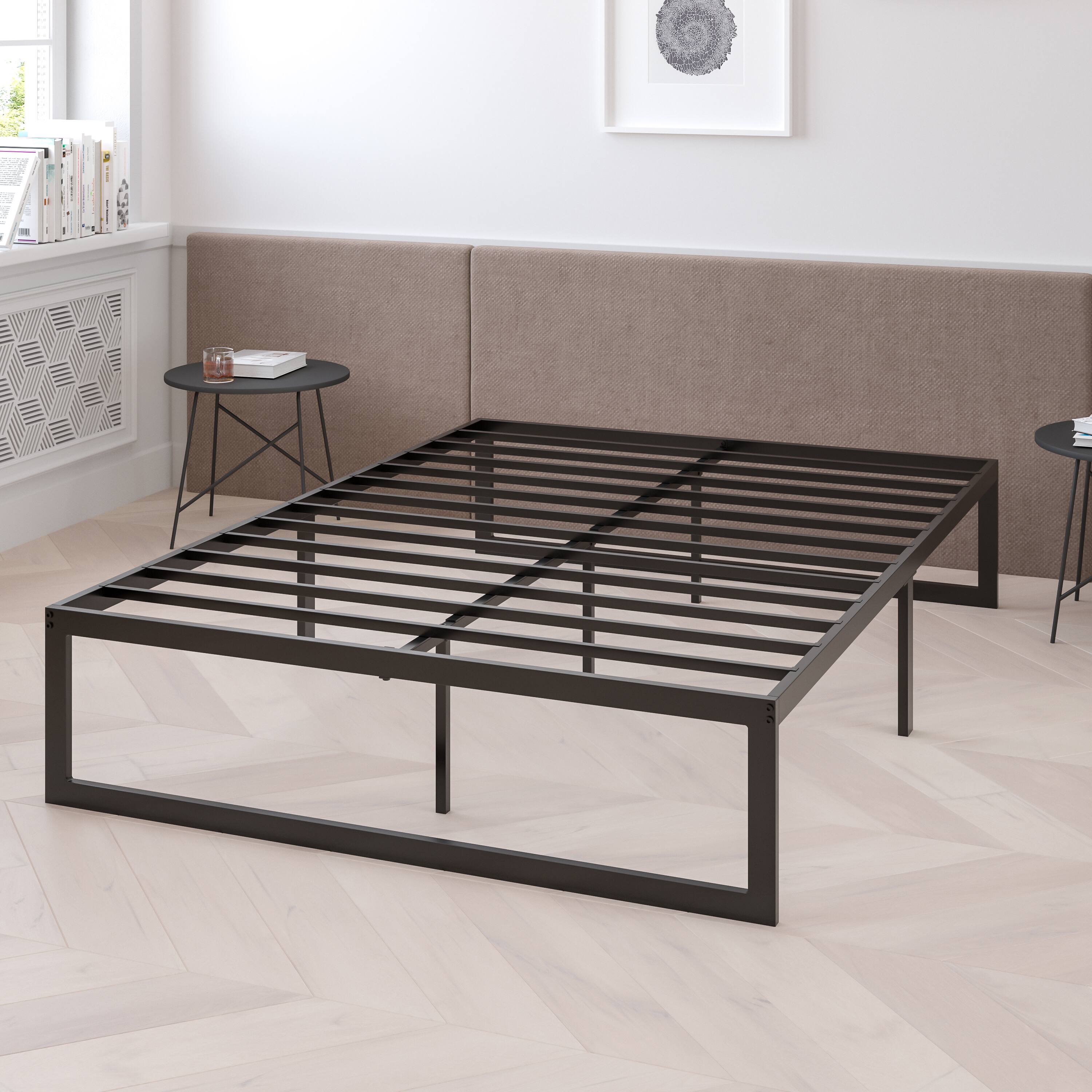 Alt View 3. Emma + Oliver - 14" Platform Bed Frame & 10" Mattress in a Box - No Box Spring Required - Black.