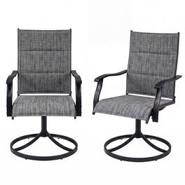 Gymax - Padded Patio Swivel Chairs Set of 2 Ergonomic Outdoor Dining Chairs w/High Back - Gray