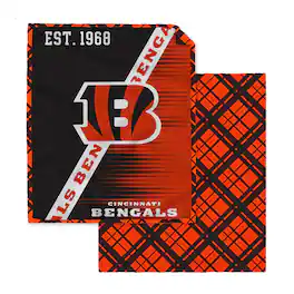 Pegasus - Cincinnati Bengals 60" x 80" Digital Dash Two-Sided Checkered Ultra Cozy Sherpa Blanket - Multicolor