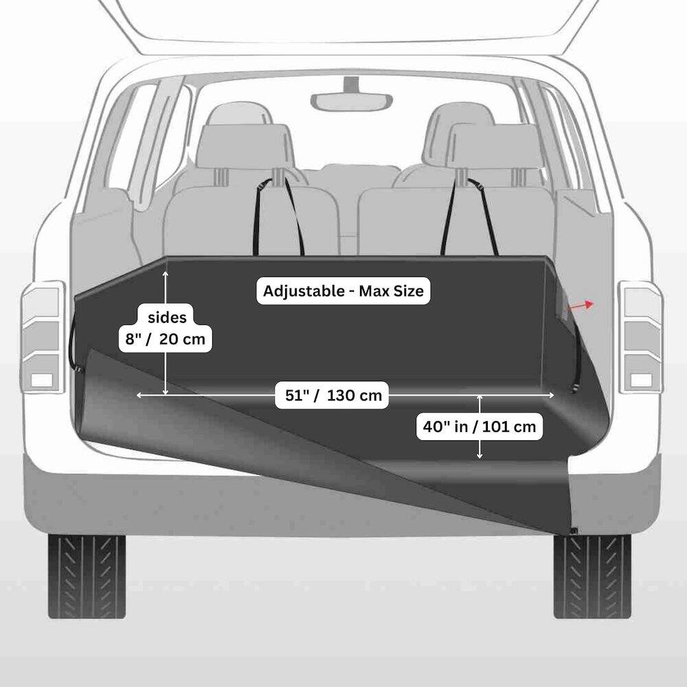 sides 8" / 20 cm Adjustable - M - Max Size 51" / 130 cm 40" in / 101 cm