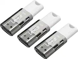 Lexar - JumpDrive S60 32GB USB 2.0 Type A Flash Drive, Grey/White, 3/Pack (LJDS60-32GB3NNU) - Gray/White