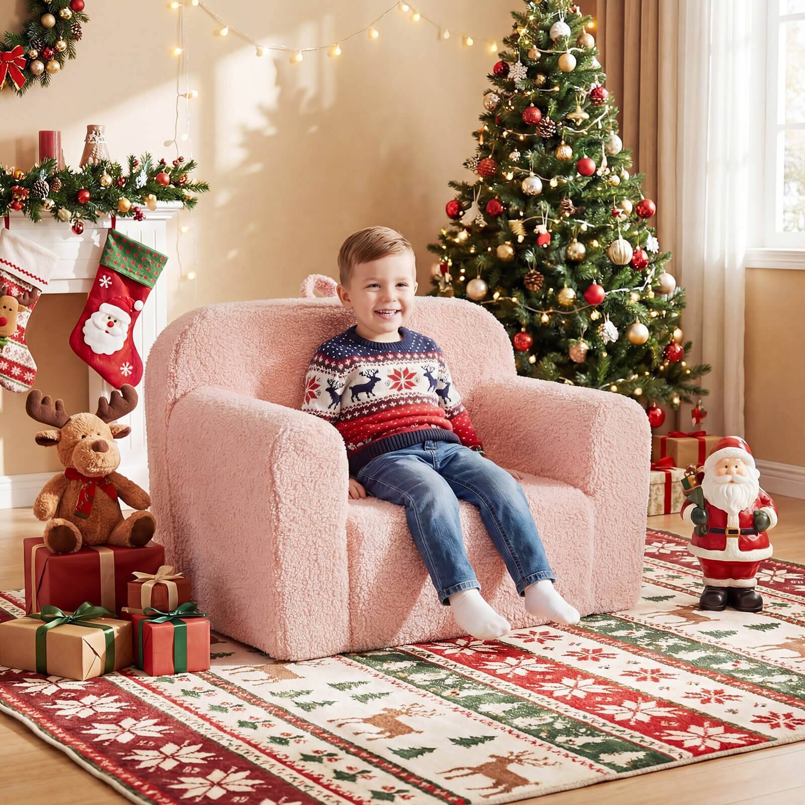 Alt View 3. Costway - Costway Kids Couch Portable Toddler Sofa with Handle Anti-slip Base Removable Comfy Chair - Pink.