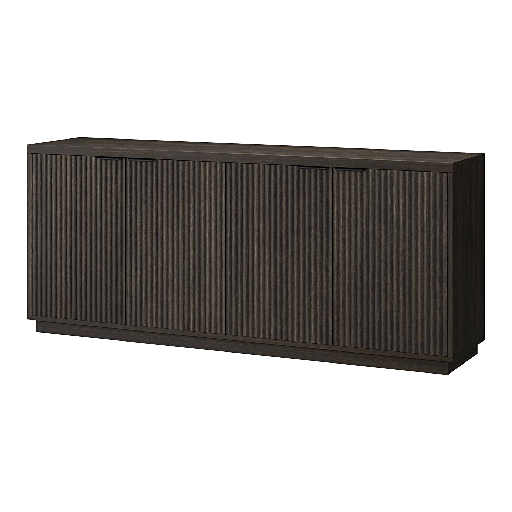 Alt View 2. Hudson&Canal - Mansfield 68" Wide Rectangular Fluted Buffet Table - Brown.
