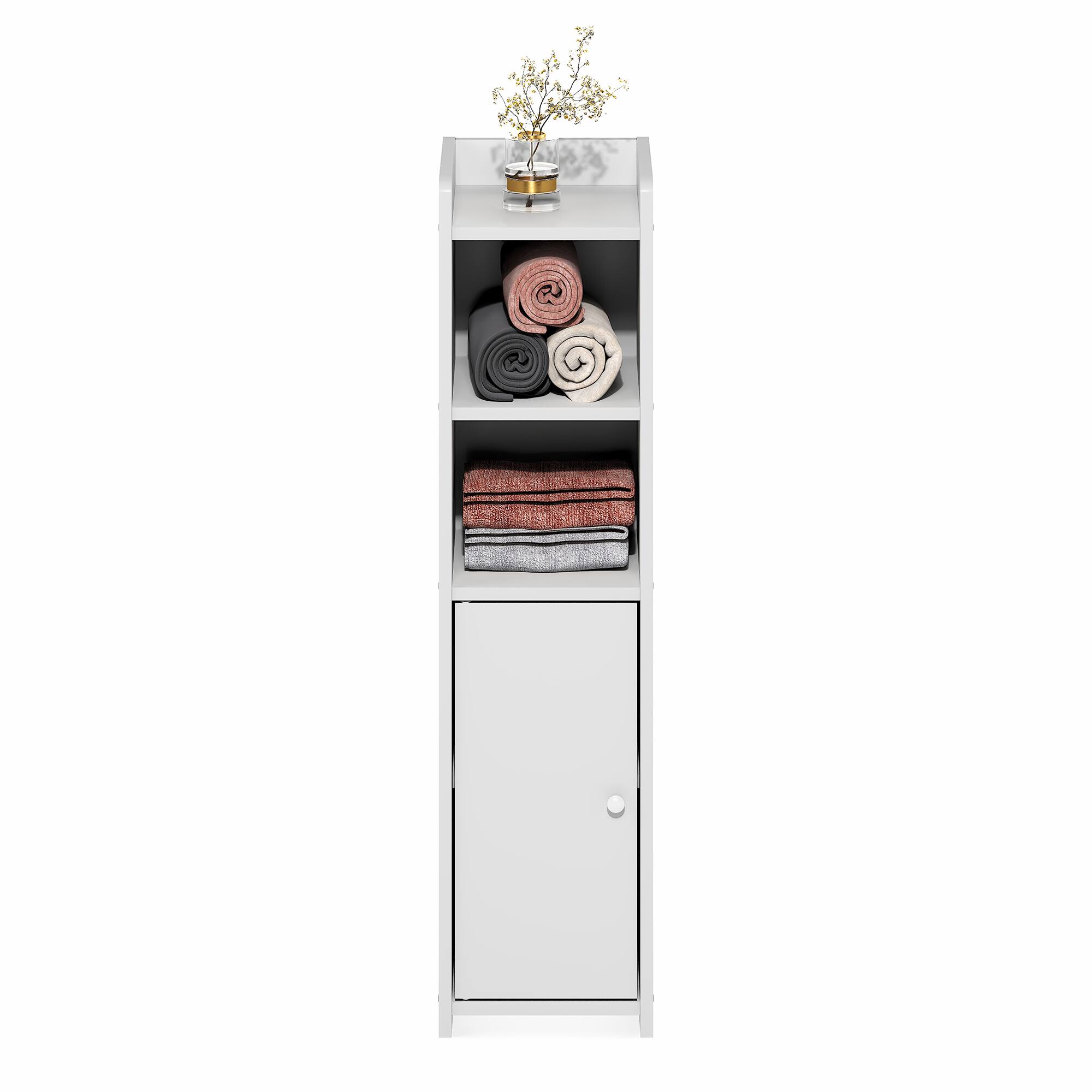Alt View 3. Furinno - FULDA Closet Organizers and Storage, 5-Tier Closet Organizer, Narrow Closet Storage with Door and Adjustable Shelves,32H - White.
