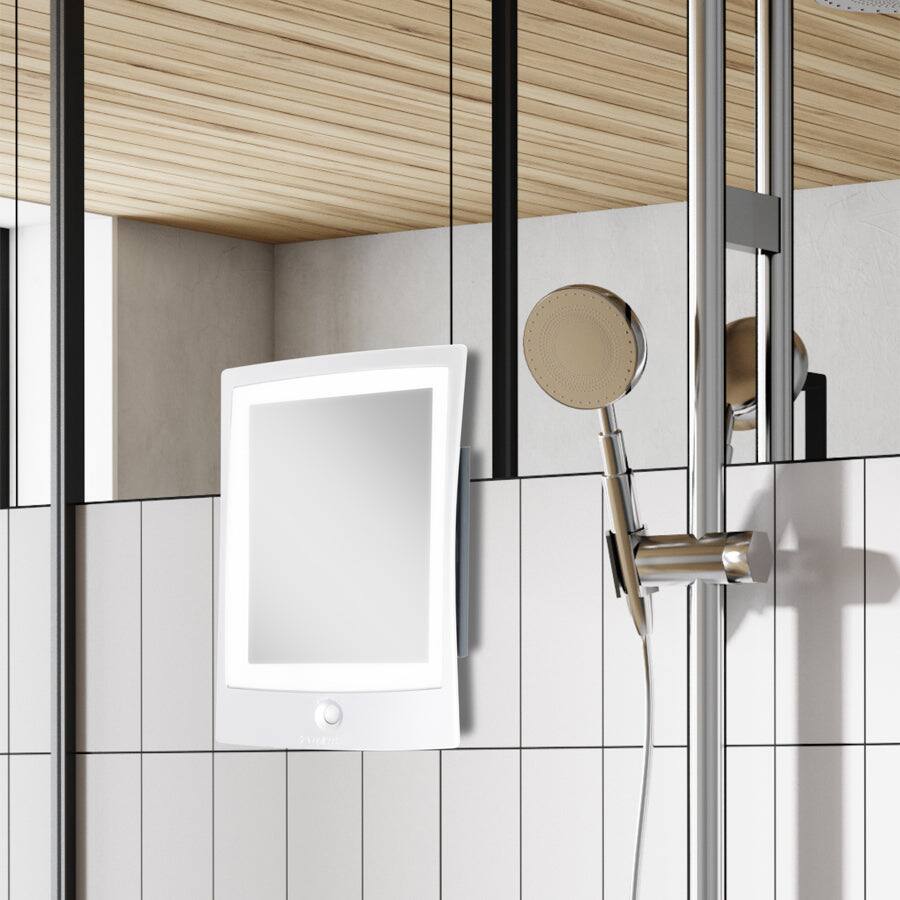 Alt View 4. Zadro - Rechargeable Wall Mounted Fogless LED Lighted Shower Mirror - White.