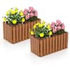 Front. Costway - Costway 2 PCS Solid Wood Patio Furniture Outdoor Slat style flower planter box flowerpot - Natural.