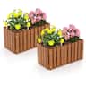 Costway - 2 PCS Solid Wood Patio Furniture Outdoor Slat style flower planter box flowerpot - Natural