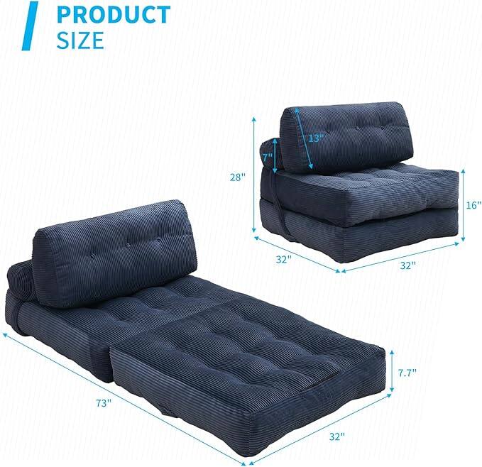 PRODUCT SIZE

- Length: 73"
- Width: 32"
- Height: 7.7"
- Headboard Height: 28"
- Headboard Depth: 16"
- Seat Height: 13"