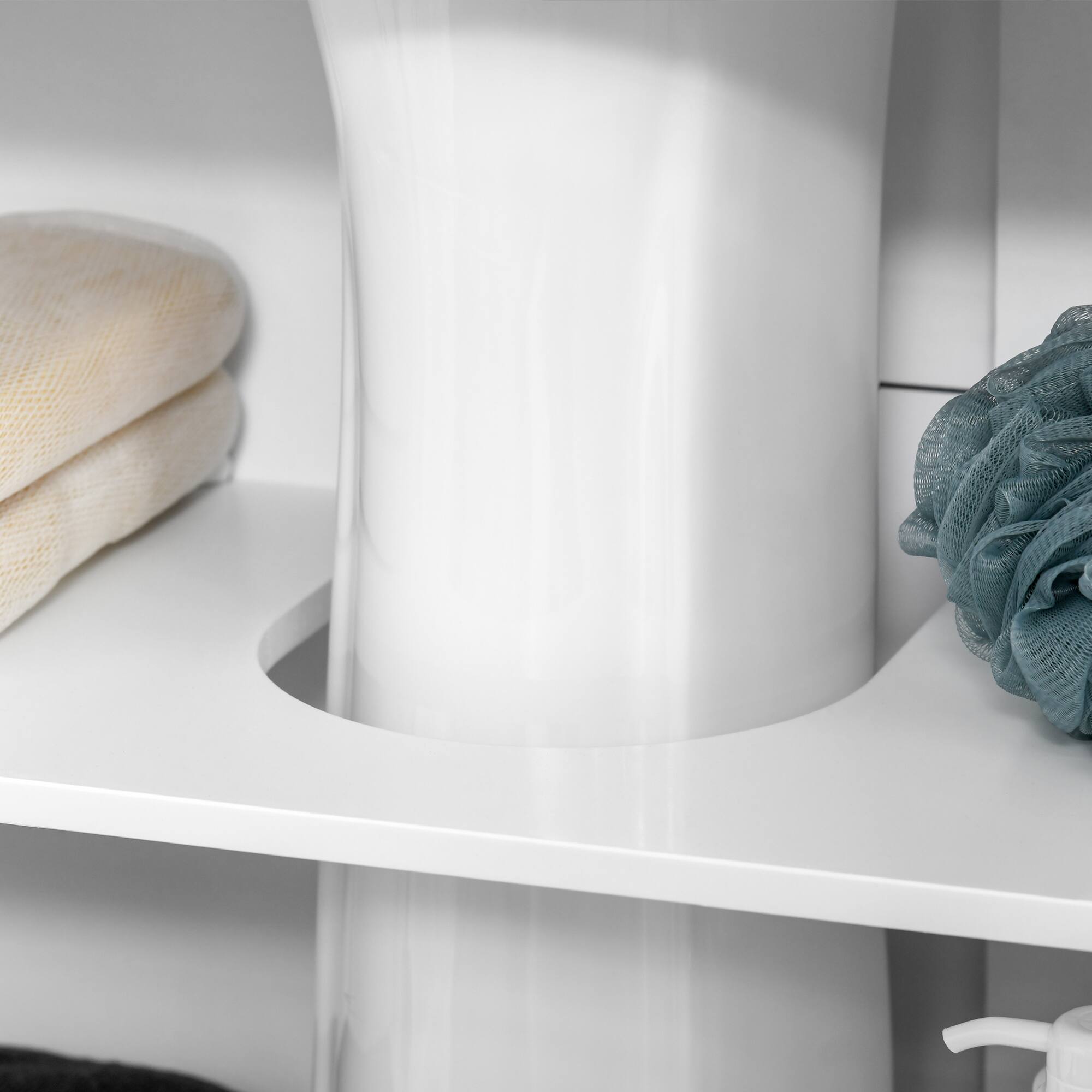 Alt View 7. Kleankin - Modern Under Sink Cabinet with 2 Doors, Pedestal Under Sink Bathroom Cupboard, Bathroom Vanity Cabinet - White.