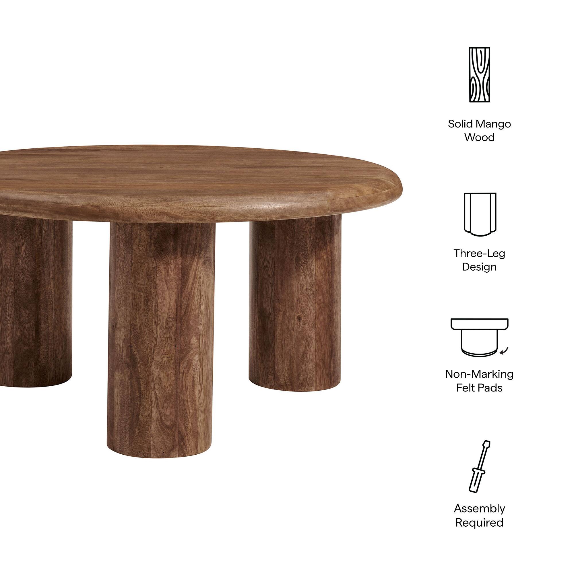 Solid Mango Wood  
Three-Leg Design  
Non-Marking Felt Pads  
Assembly Required