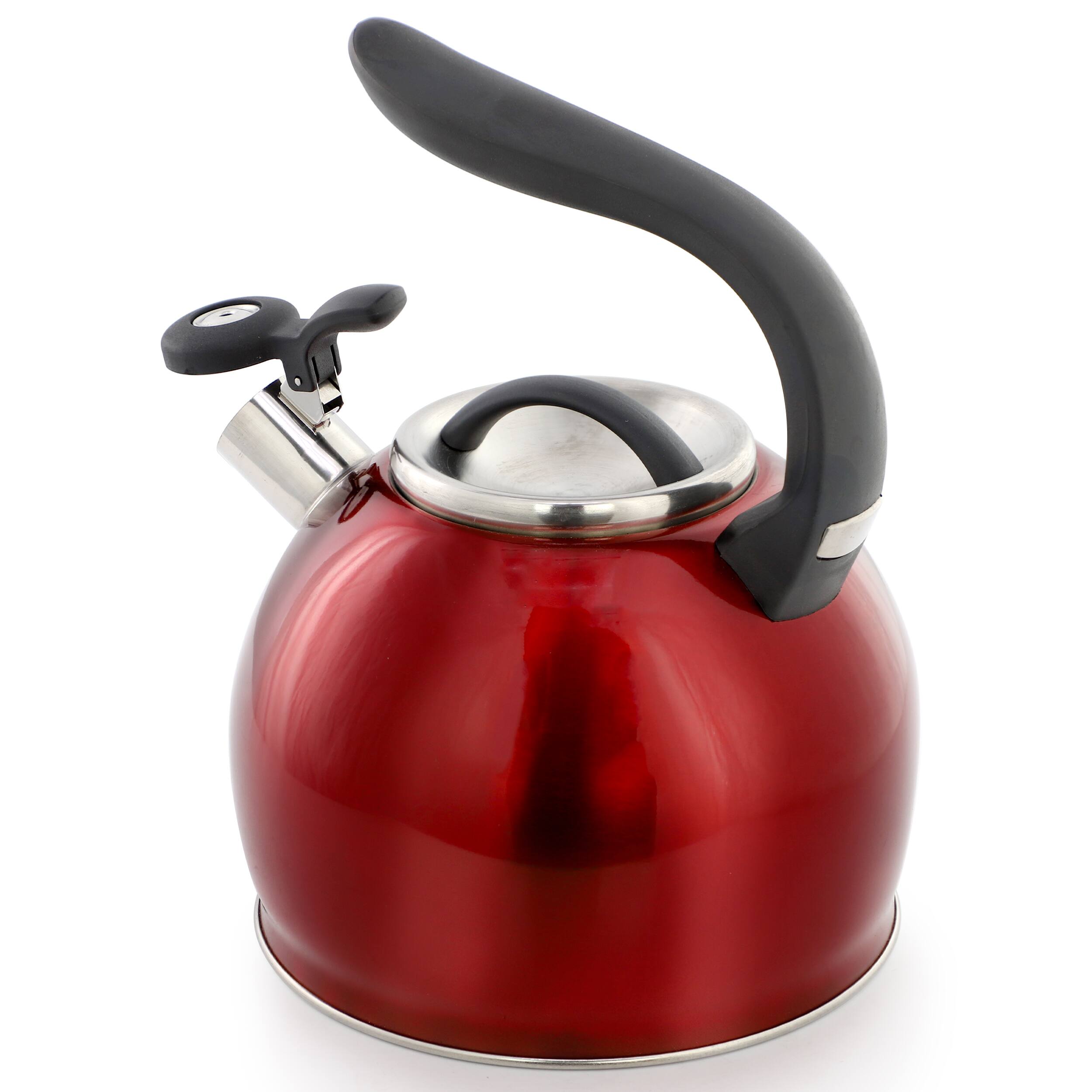 Alt View 1. Mr. Coffee - Mr. Coffee Kassel 2.1 Quart Stainless Steel Whistling Tea Kettle in Red - Red.