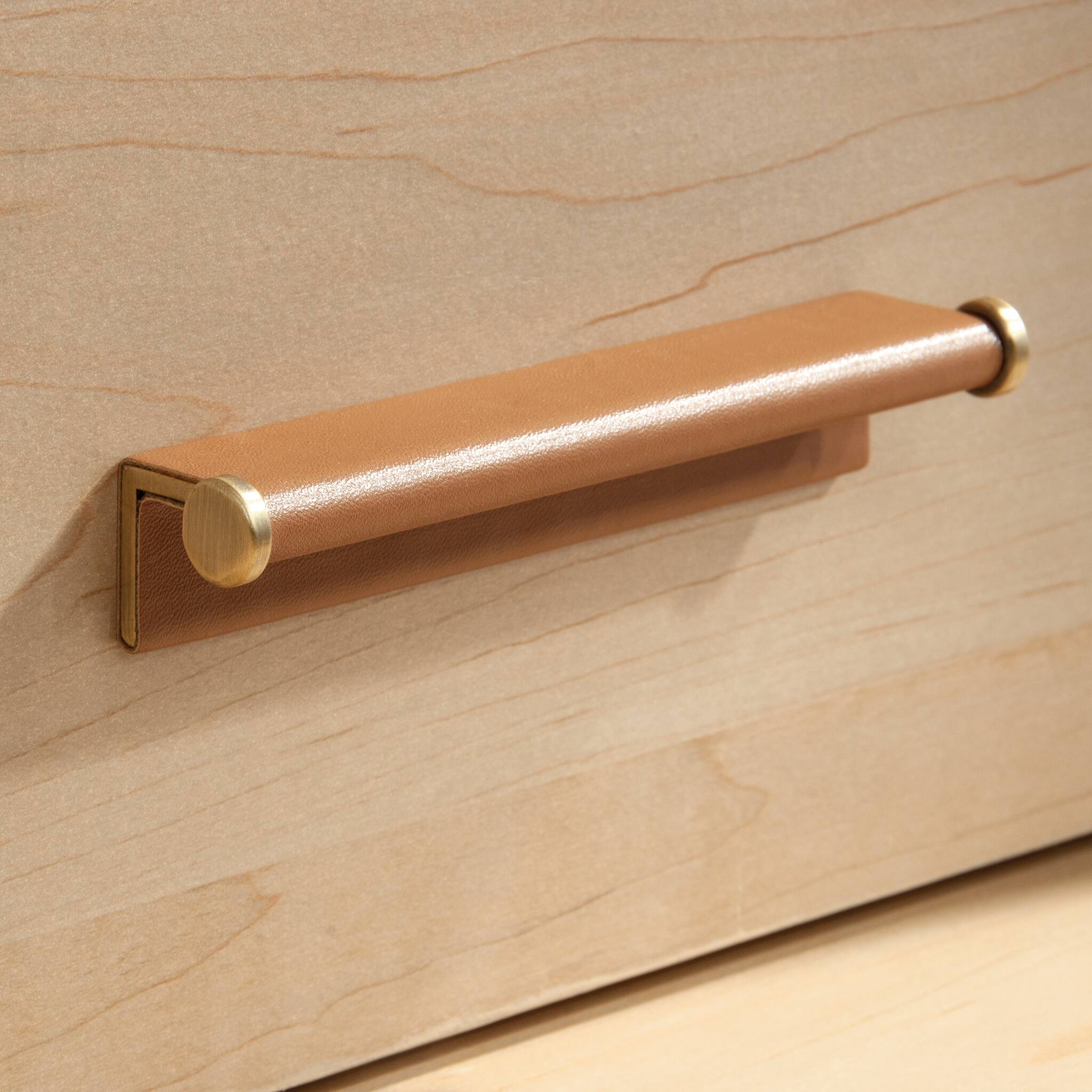 Angle. TinyHomie - Desktop Hutch Brown finish.