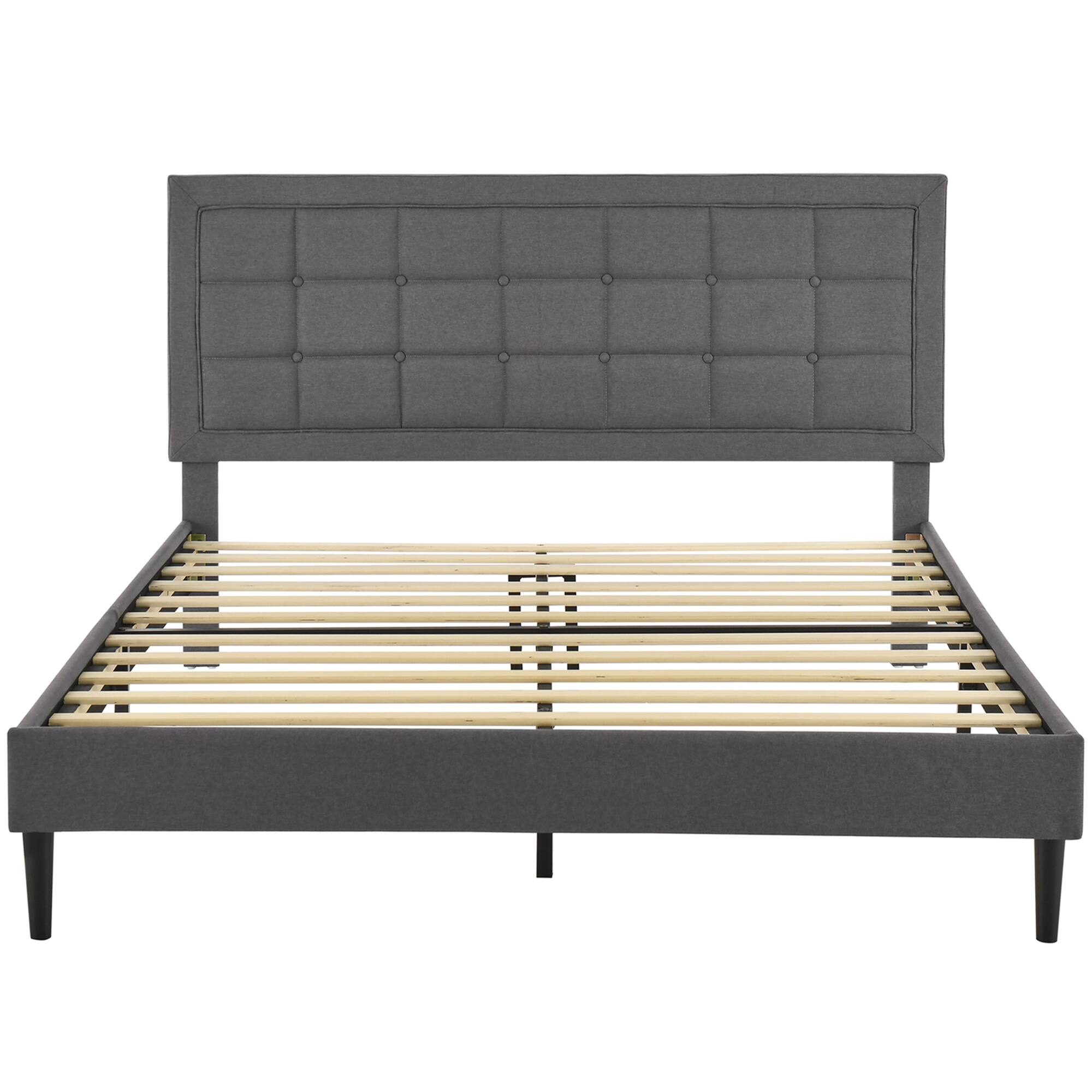 Alt View 7. Decoro - DeCoro Mornington Upholstered 2.0 Platform Bed w/ Metal Frame, Light Grey, Full - Grey.