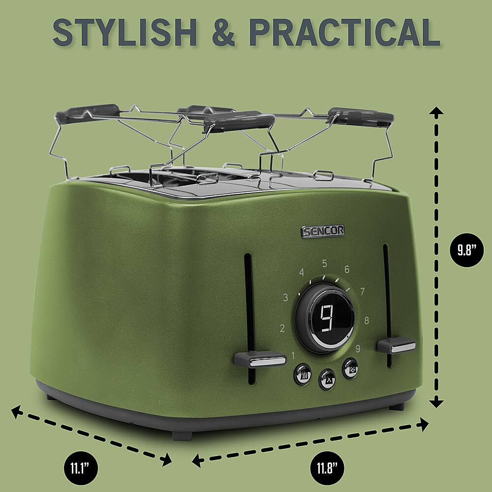 Best Buy Sencor 4Slice WideSlot Toaster Light Green STS6070GG