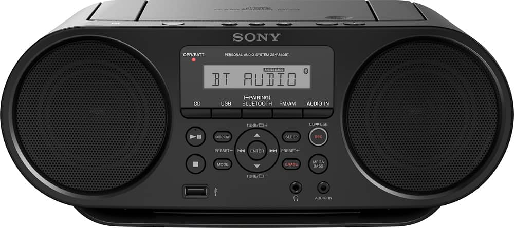 Front. Sony - CD Boombox - Black.