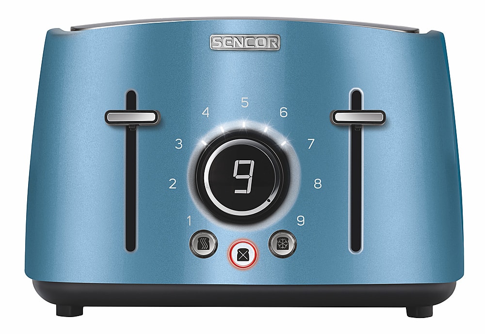 Angle View: Sencor - 4-Slice Wide-Slot Toaster - Blue