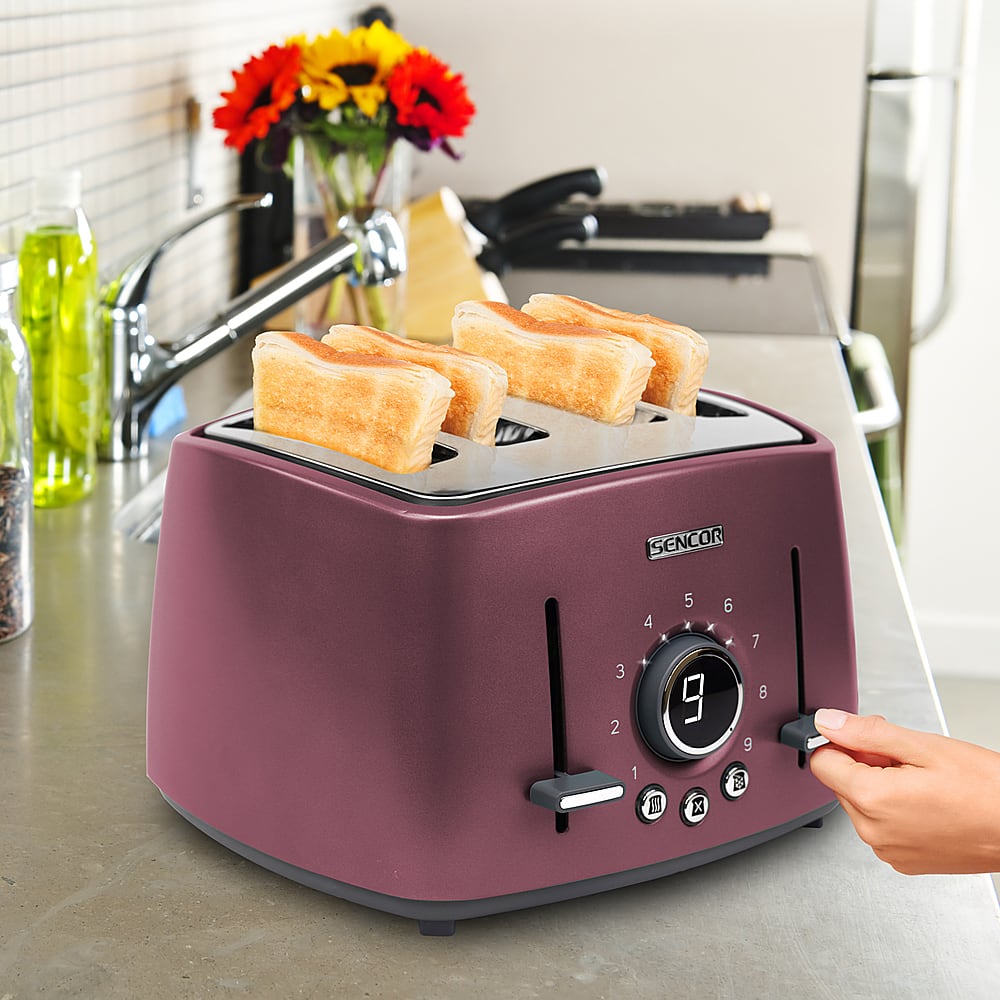 Best Buy Sencor 4Slice WideSlot Toaster Red STS6074RD