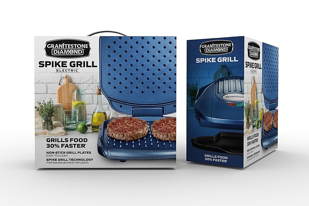 Left View: Granitestone - Blue Express Electric Spike Grill - Blue