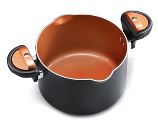 Gotham Steel - 5 Qt. Non-Stick Ti-Ceramic Pasta Pot with Built-In Strainer and Twist N' Lock Handles - Grey - Angle_Zoom