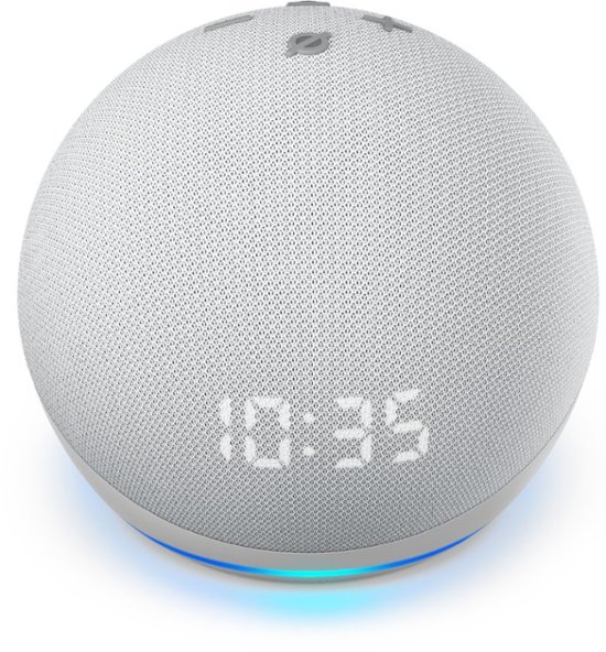 Front Zoom. Amazon - Echo Dot (4th Gen) Smart speaker with clock and Alexa - Glacier White.