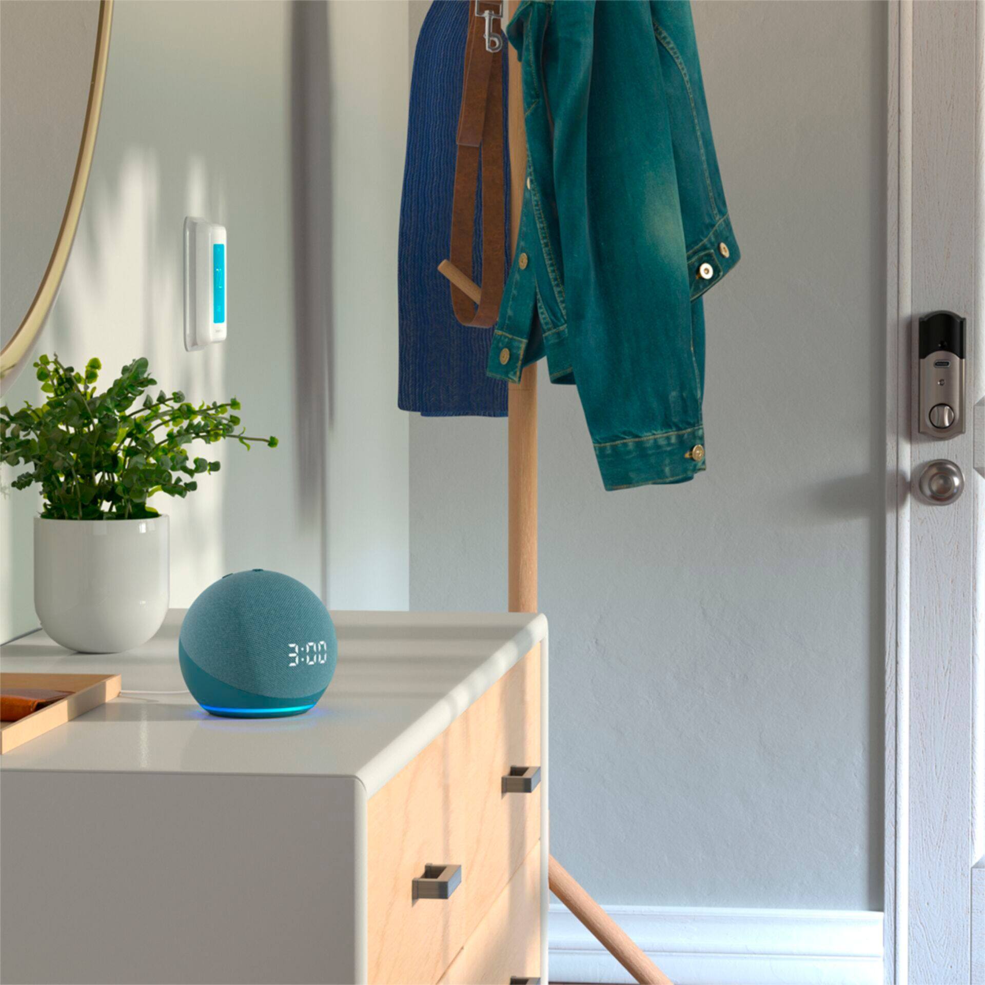 Alt View 17. Amazon - Echo Dot (4th Gen) Smart speaker with clock and Alexa - Glacier White.