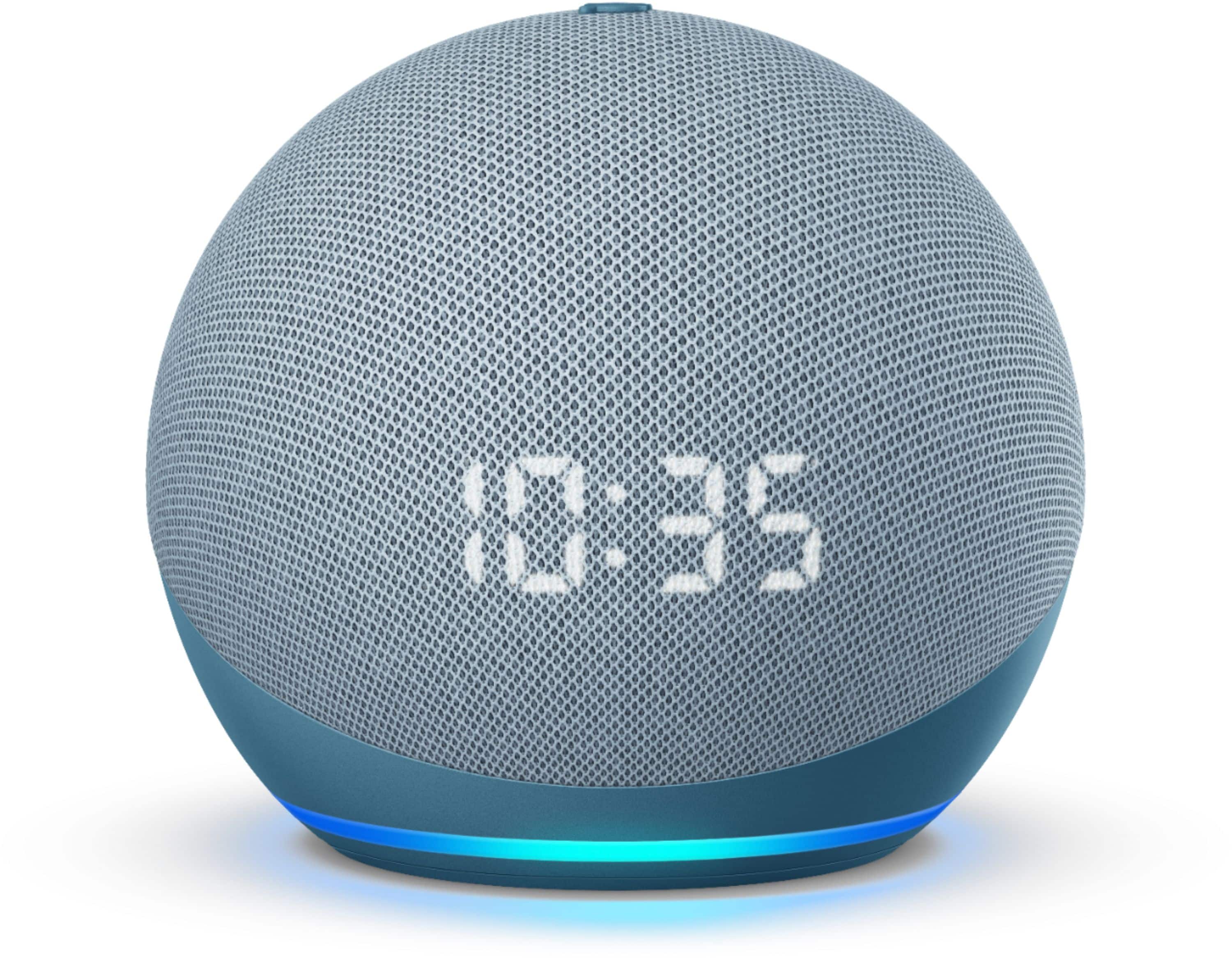 Alt View 1. Amazon - Echo Dot (4th Gen) Smart speaker with clock and Alexa - Twilight Blue.