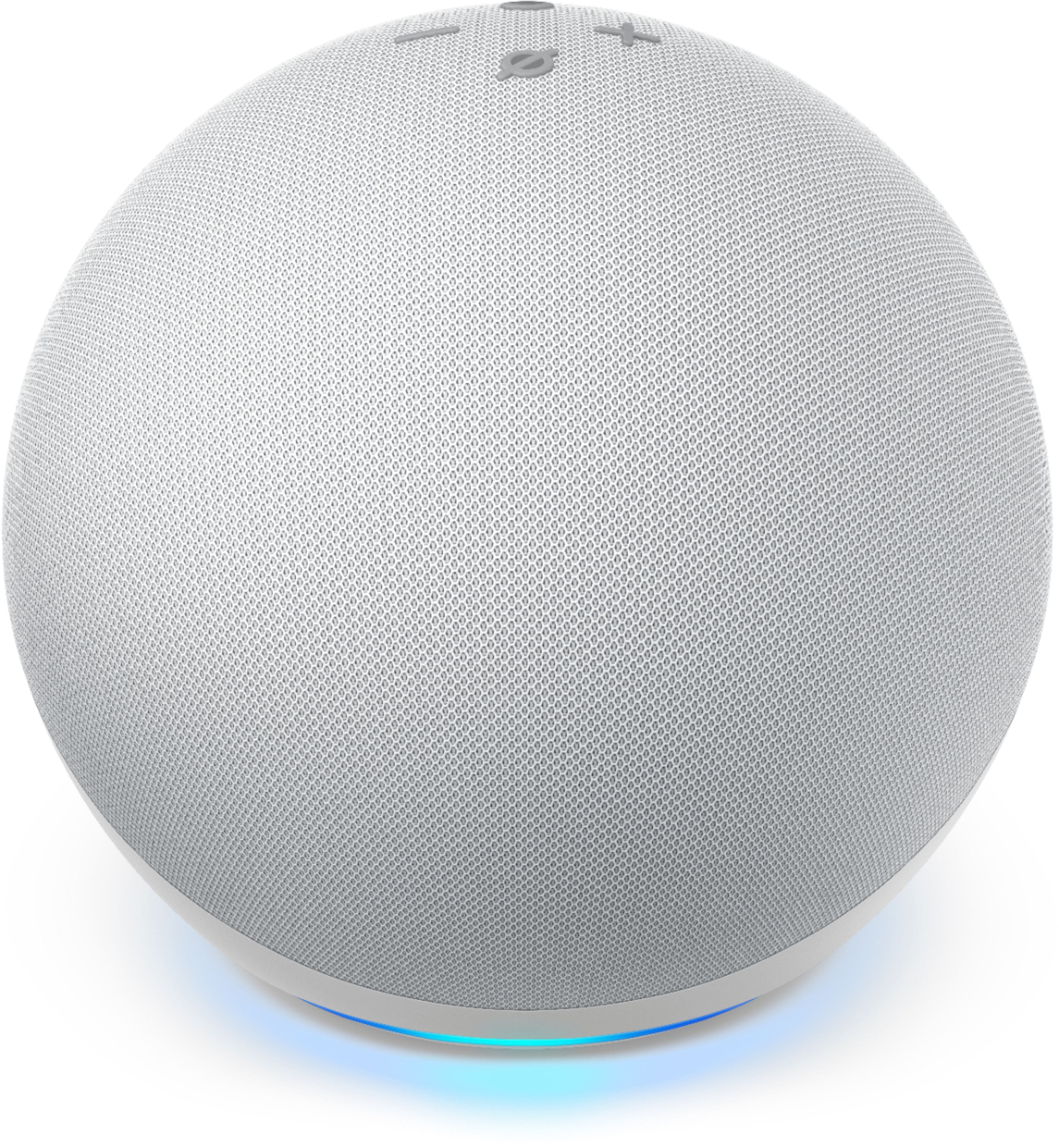 Front. Amazon - Echo Dot (4th Gen) Smart speaker with Alexa - Glacier White.