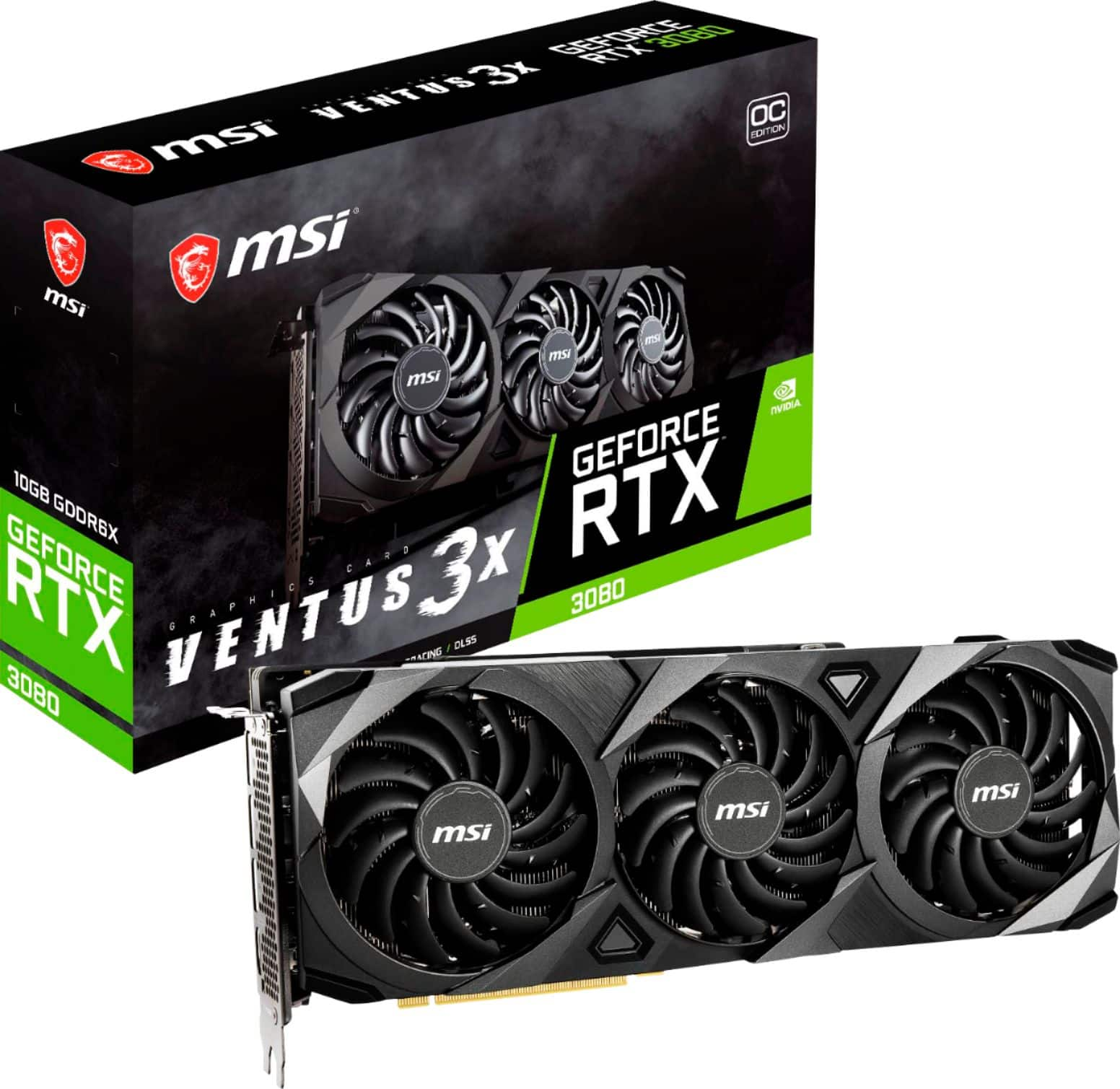 Msi Nvidia Geforce Rtx 3080 Ventus 3x 10g Oc Bv Gddr6x Pci Express 4 0 Graphic Card Black Silver Best Buy