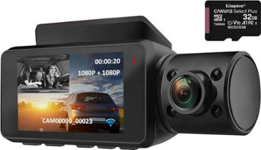 Rexing - V3 Plus Front and Cabin Dash Cam with Built-in GPS Wi-Fi Connect - Black - Front_Zoom