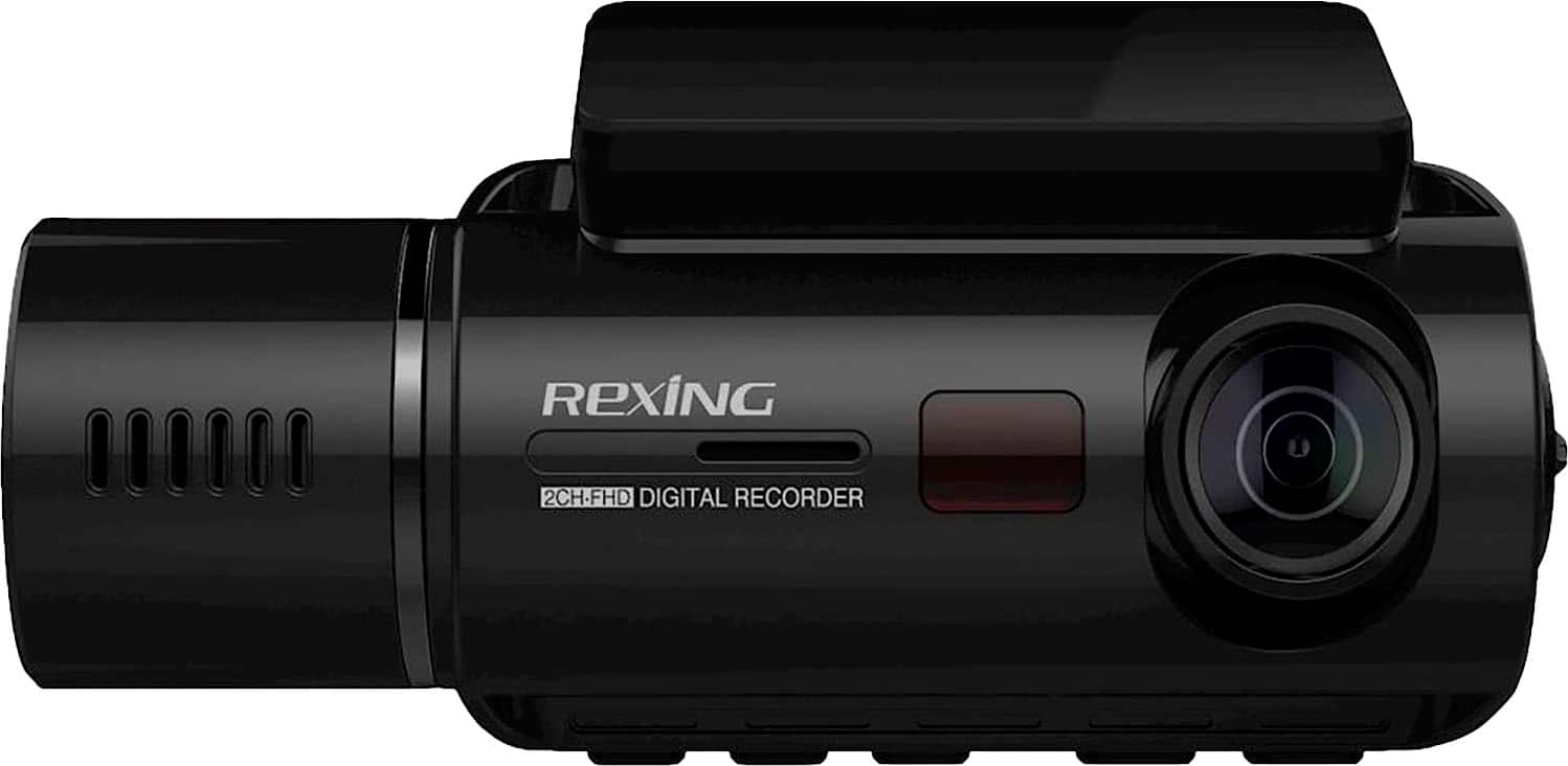 Left. Rexing - V3 Plus Front and Cabin Dash Cam with Built-in GPS Wi-Fi Connect - Black.