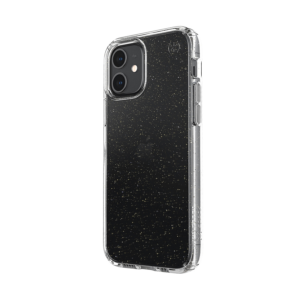 Angle View: Speck - Presidio Perfect Clear Hard Shell Case for Apple iPhone 12/12 Pro - Clear/gold Glitter