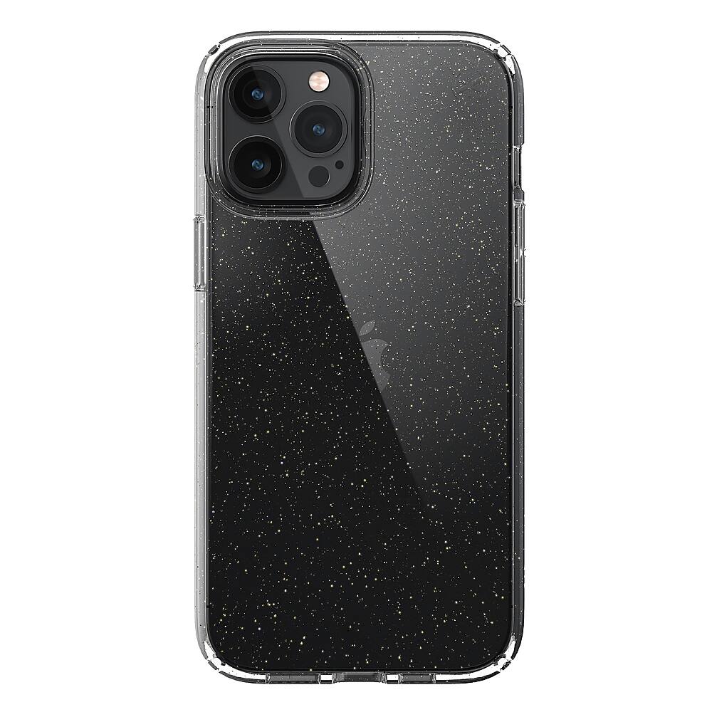Front. Speck - Presidio Perfect Clear Hard Shell Case for Apple iPhone 12 Pro Max - Clear/gold Glitter.