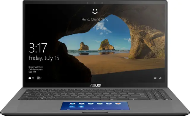 Front. ASUS - Geek Squad Certified Refurbished 15.6" 4K Touch-Screen Laptop - Intel Core i7 - 16GB Memory - GeForce GTX 1050 - 1TB SSD - Light Gray.
