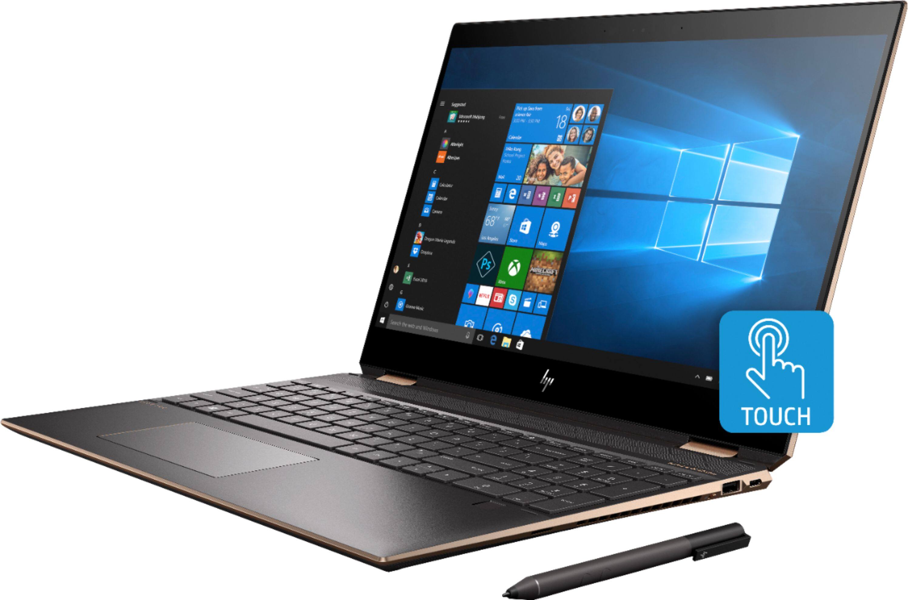 Left View: HP - Geek Squad Certified Refurbished 15.6" 4K OLED Ultra HD Touch-Screen Laptop - Intel Core i7 - 16GB Memory - 1TB SSD - Ash Silver