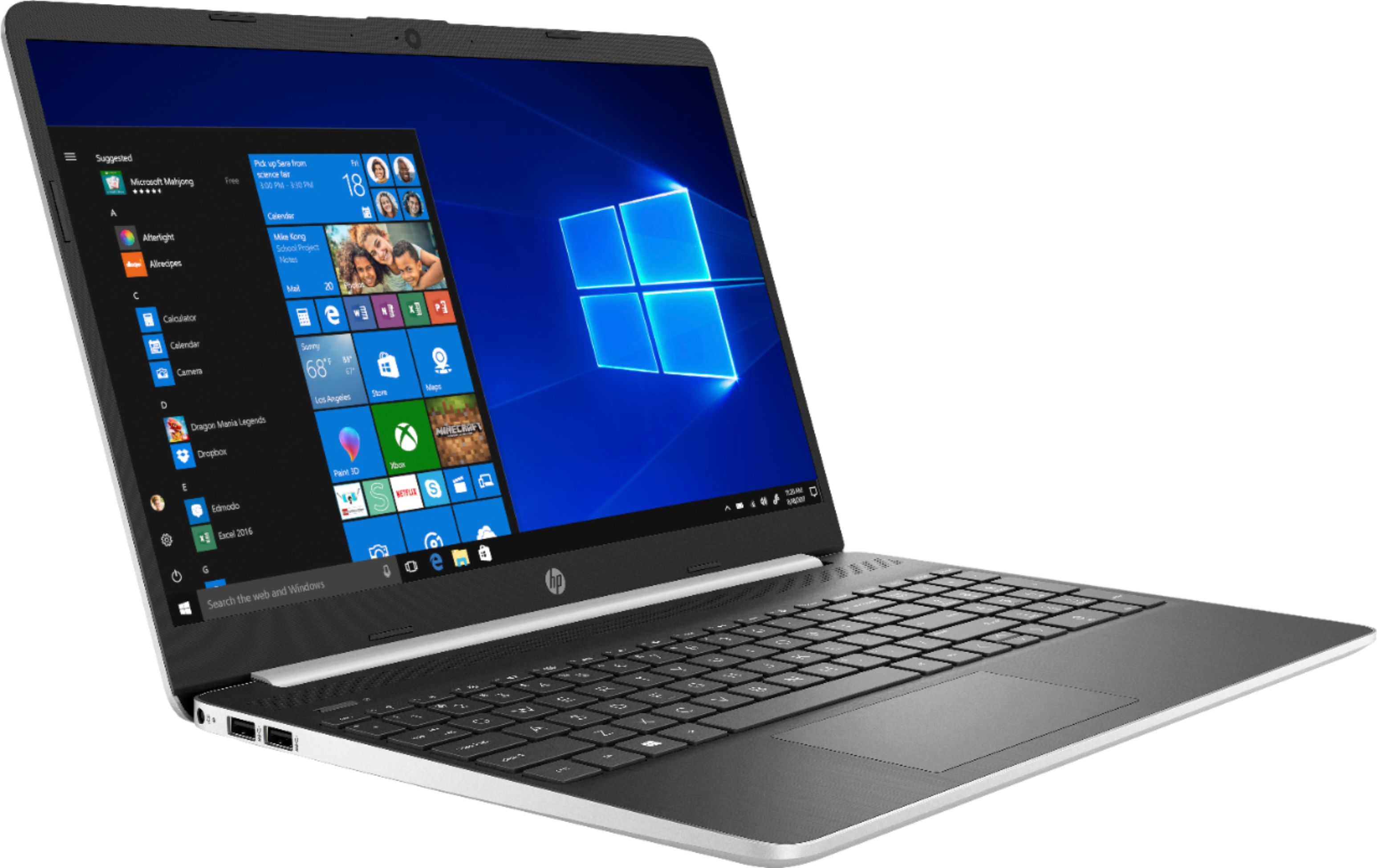 Angle View: HP - Geek Squad Certified Refurbished 15.6" Touch-Screen Laptop - Intel Core i5 - 12GB Memory - 256GB SSD + Optane - Natural Silver