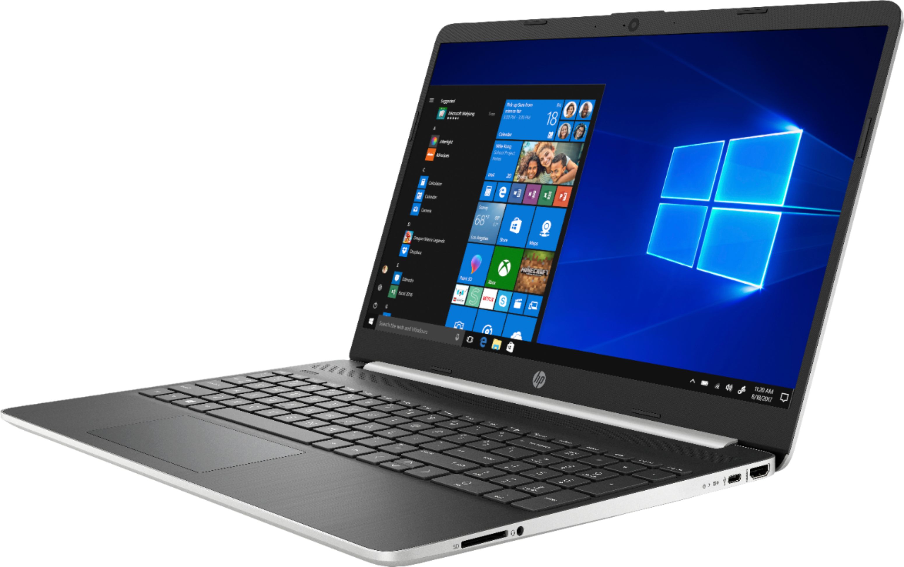 Left View: HP - Geek Squad Certified Refurbished 15.6" Touch-Screen Laptop - Intel Core i5 - 12GB Memory - 256GB SSD + Optane - Natural Silver