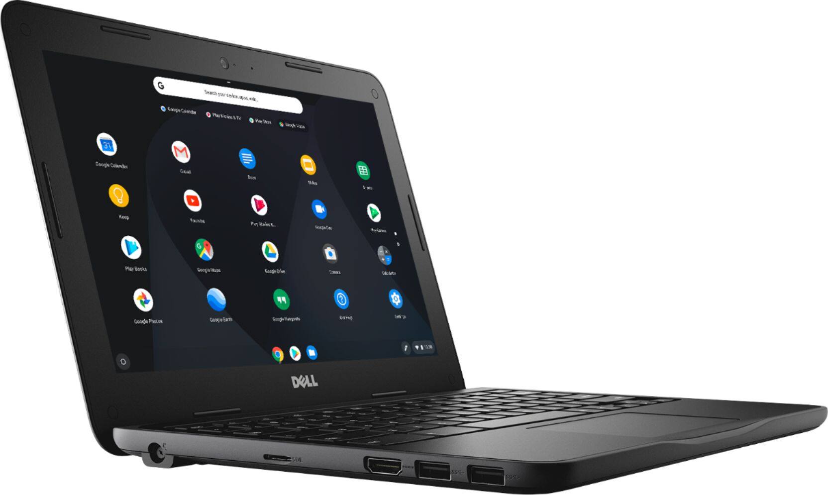 Angle View: Dell - Geek Squad Certified Refurbished Inspiron 11.6" Chromebook - Intel Celeron - 4GB Memory - 32GB eMMC Flash Memory - Black