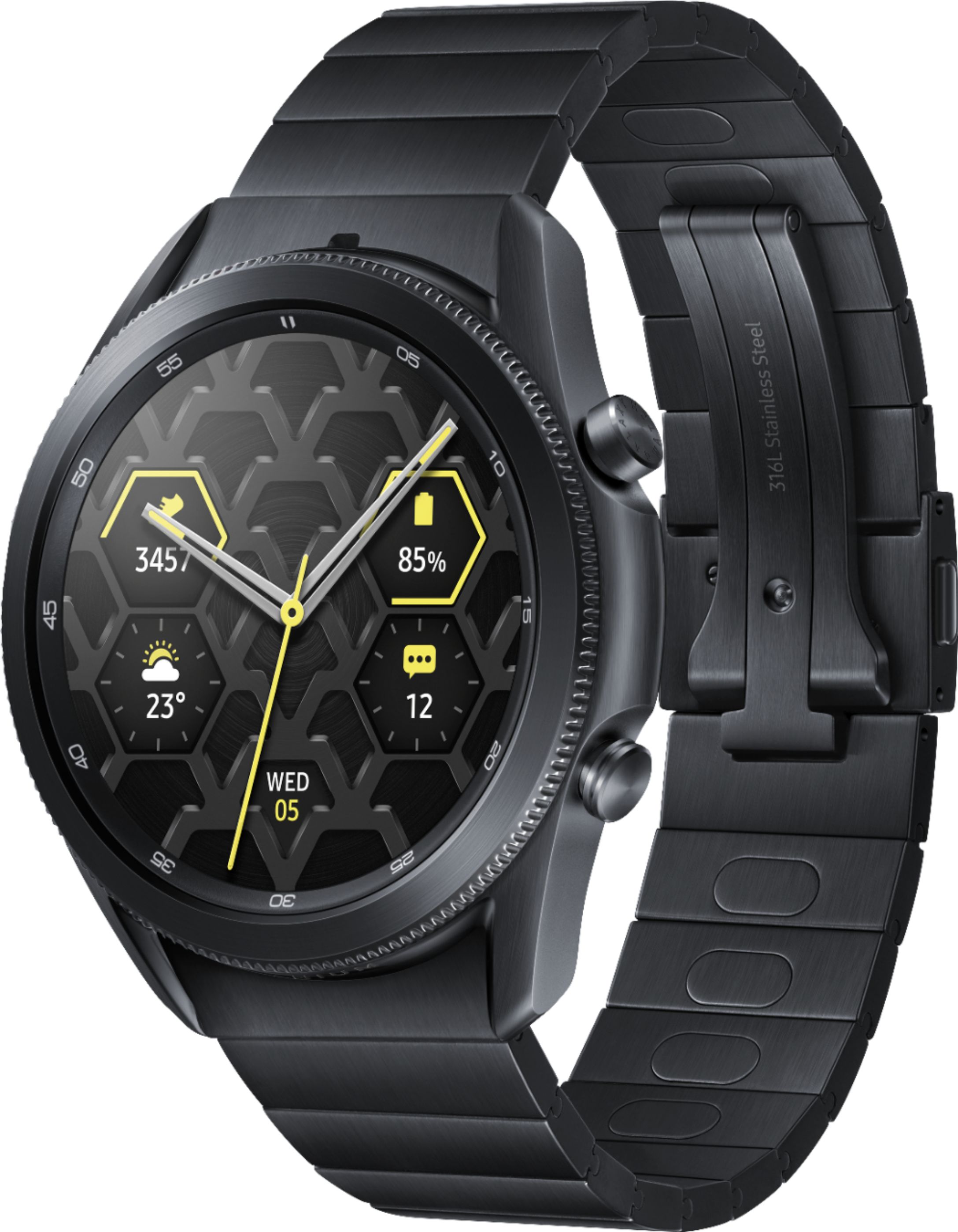 Bepalen Bestuurbaar overal Best Buy: Samsung Galaxy Watch3 Titanium Smartwatch 45mm BT Mystic Black  SM-R840NTKAXAR