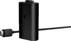 Front. Microsoft - Rechargeable Battery + USB-C Cable for Xbox Series X and Xbox Series S - Black.