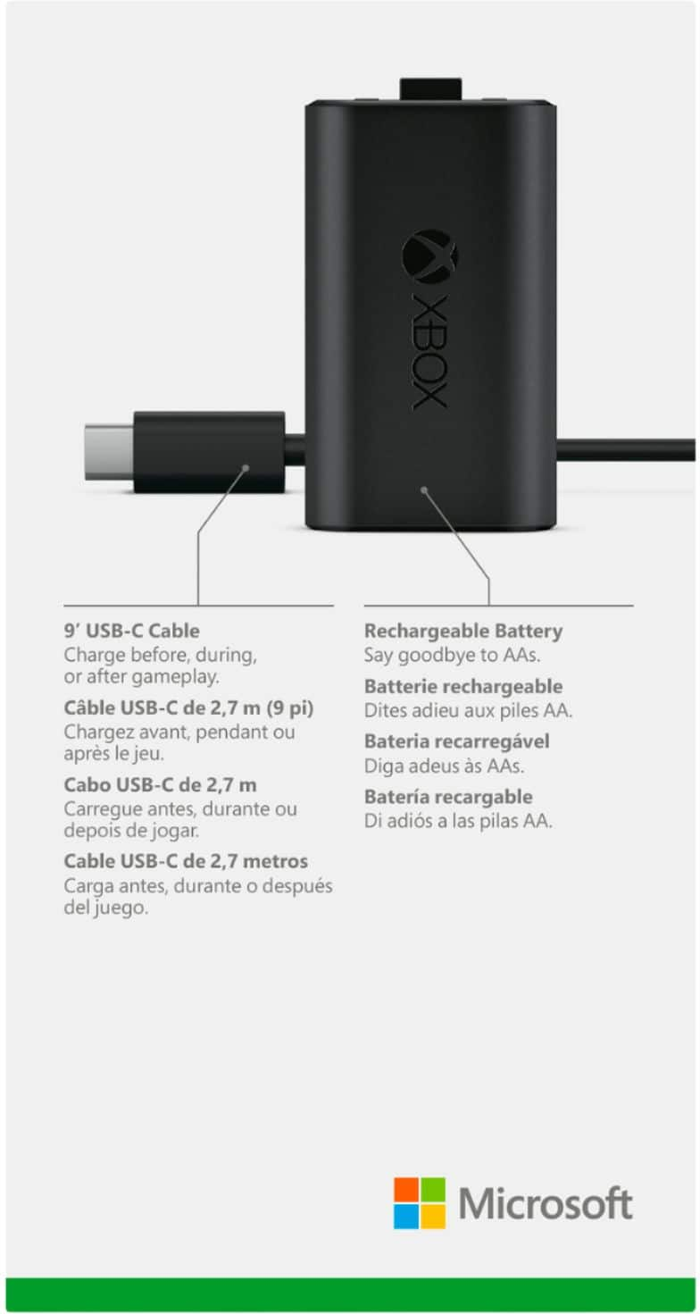 Microsoft Rechargeable Battery Usb C Cable For Xbox Series X And Xbox Series S Black Sxw Best Buy