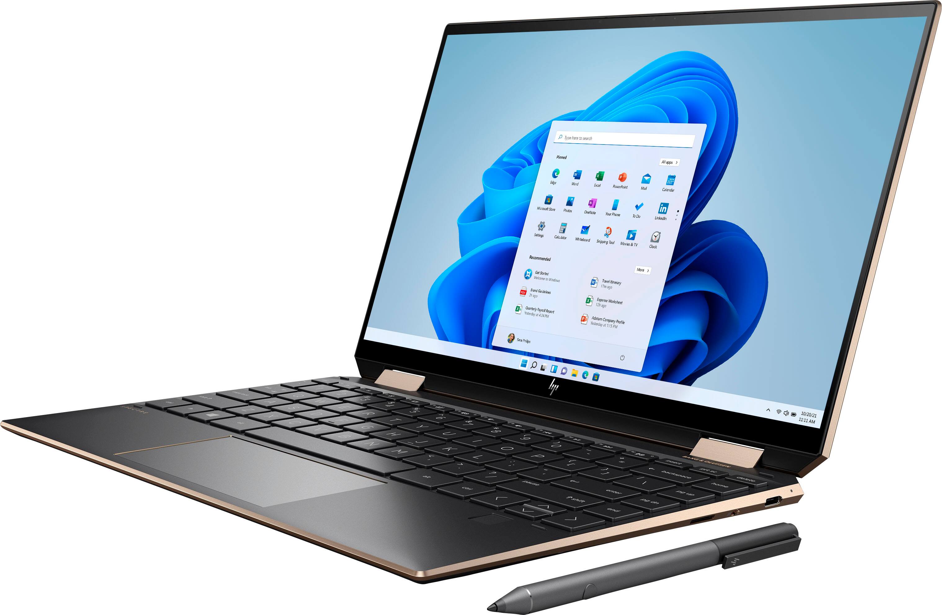 Angle View: HP - Spectre x360 2-in-1 13.3" Refurbished Touch-Screen Laptop - Intel Core i7 - 16GB Memory - 512GB SSD - Poseidon Blue, Sandblasted Finish