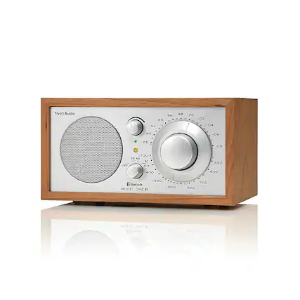Front. Tivoli Audio - Model One Bluetooth Shelf Speaker with Wood Finish - Cherry/Silver.