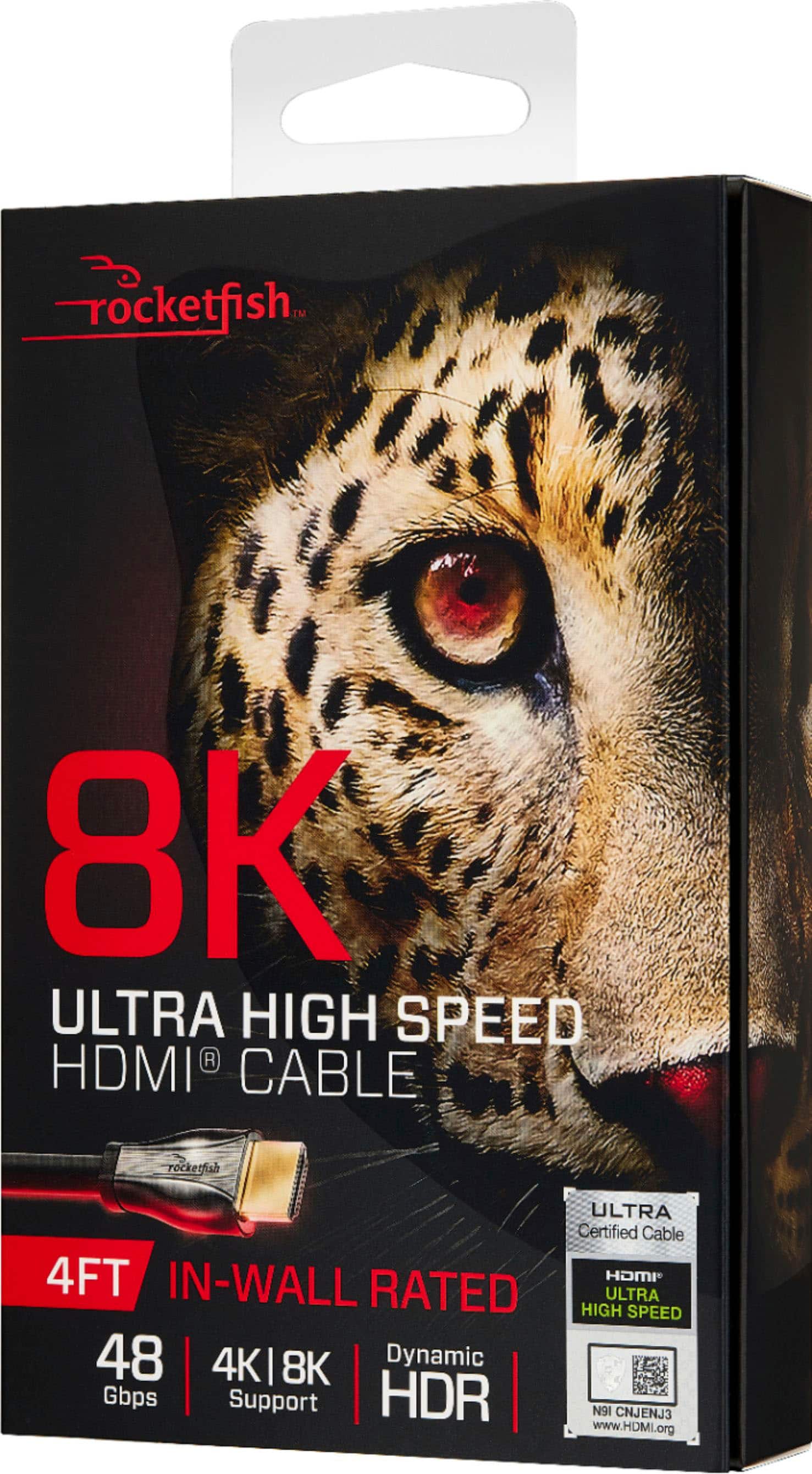 Alt View 11. Rocketfish™ - 4' 8K Ultra High Speed HDMI® 2.1 Certified Cable - Black.