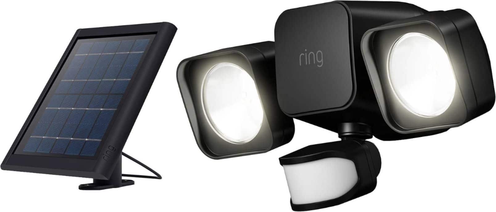 Front. Ring - Smart Lighting Solar Floodlight - Black.