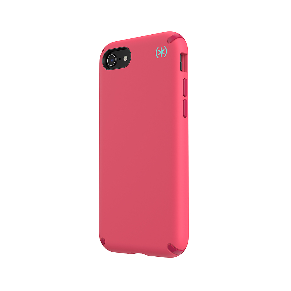 Left View: Speck - ToughSkin Case for Samsung Galaxy A20 - Beetroot Pink